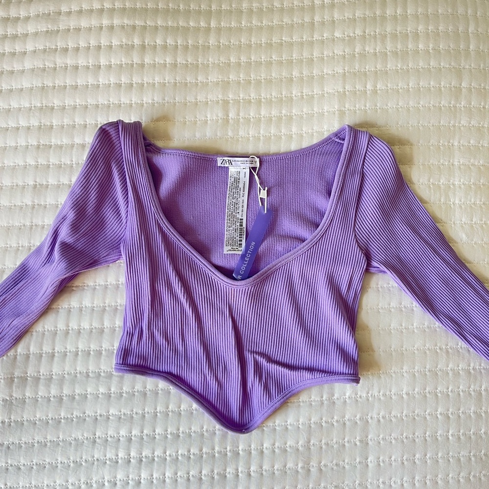 NWT- zara light purple crop long sleeve